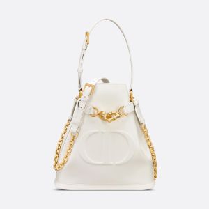 Medium C'est Dior Bag CD-Embossed Calfskin White