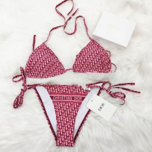 Christian Dior Bikini Women Oblique Motif Lycra Burgundy/Pink