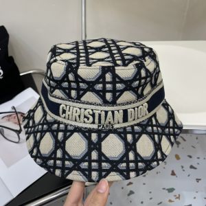 Christian Dior Bucket Hat Macrocannage Motif Cotton Black