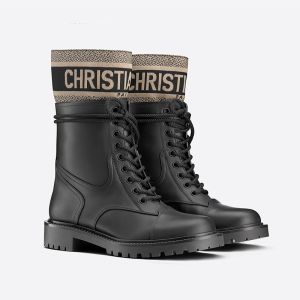 Christian Dior D-Major Ankle Boots Women Calfskin and Technical Fabric Black