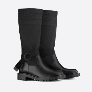 Christian Dior D-Major Boots Women Technical Fabric and Calfskin Black