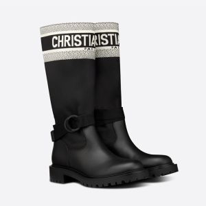 Christian Dior D-Major Boots Women Technical Fabric and Calfskin Black/White