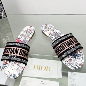 Christian Dior Dway Slides Women Jardin d'Hiver Motif Canvas White