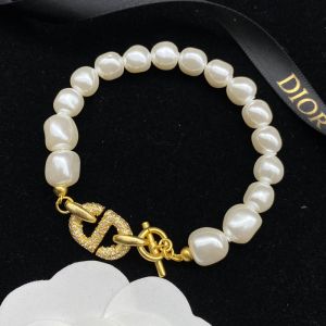 Dior 30 Montaigne Bracelet Metal, White Resin Pearls And White Crystals Gold