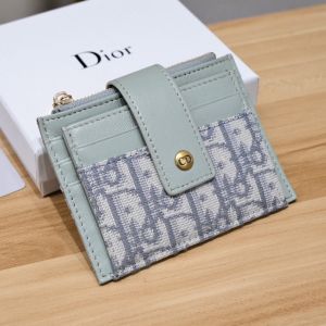 Dior 30 Montaigne Buckle Card Holder Oblique Motif Canvas Grey