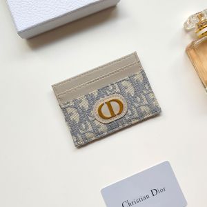 Dior 30 Montaigne Card Holder Oblique Motif Canvas With CD Icon Signature Grey