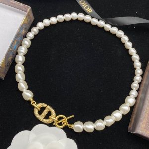 Dior 30 Montaigne Choker Metal, White Resin Pearls And White Crystals Gold