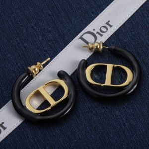 Dior 30 Montaigne Earrings Metal and Lacquer Gold/Black