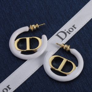 Dior 30 Montaigne Earrings Metal and Lacquer Gold/White