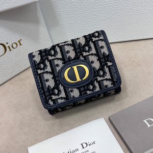 Dior 30 Montaigne Wallet Oblique Motif Canvas Blue