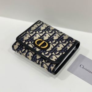 Dior 30 Montaigne Lotus Wallet Oblique Motif Canvas Black