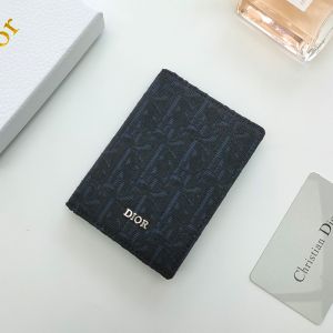 Dior Bi-Fold Card Holder Oblique Motif Canvas Calfskin Black