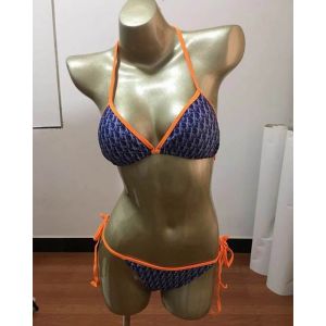 Dior Bikini Women Oblique Motif Lycra Blue/Orange