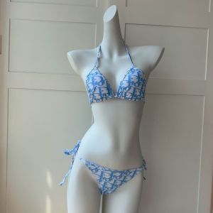 Dior Bikini Women Oblique Motif Lycra Sky Blue
