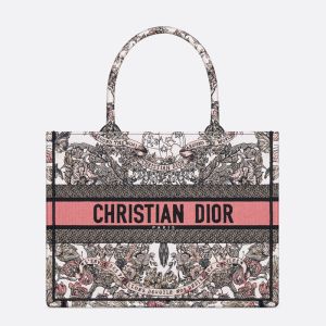Dior Book Tote Butterfly Around The World Motif Canvas White/Pink