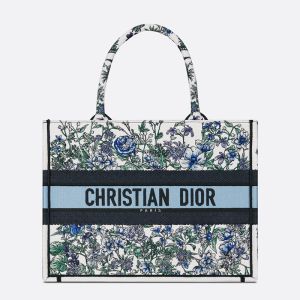 Dior Book Tote Flowers Constellation Motif Canvas White/Blue