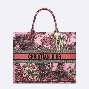 Dior Book Tote Toile De Jouy Voyage Motif Canvas Pink