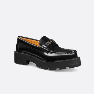 Dior Boy Platform Loafers Women Brushed Calfskin Black