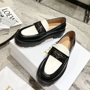 Dior Boy Platform Loafers Women Brushed Calfskin Black/White
