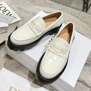 Dior Boy Platform Loafers Women Brushed Calfskin White