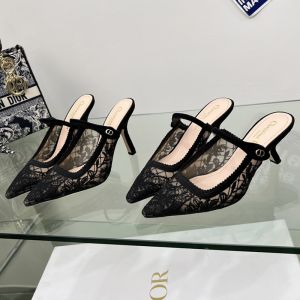 Dior Capture Heeled Mules Women Butterfly Motif Transparent Mesh Black
