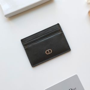 Dior Card Holder Calfskin With CD Icon Signature Black