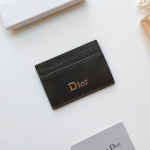 Dior Card Holder Calfskin With D Icon Signature Black
