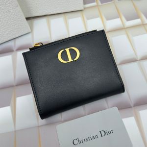 Dior Caro Dahlia Card Holder Grained Calfskin Black