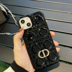 Dior CD iPhone Case Cannage Patent Leather Black