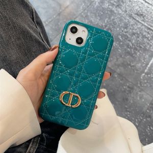 Dior CD iPhone Case Cannage Patent Leather Blue