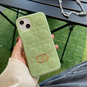 Dior CD iPhone Case Cannage Patent Leather Green