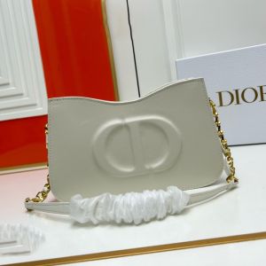 Mini Dior CD Signature Hobo Bag Calfskin White