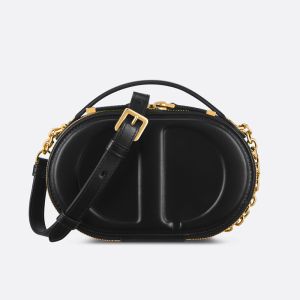 Dior CD Signature Oval Camera Bag Calfskin Black