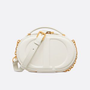 Dior CD Signature Oval Camera Bag Calfskin White