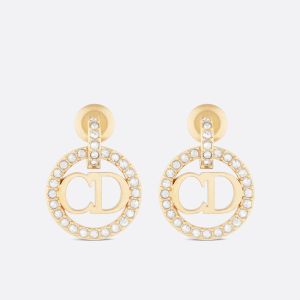 Dior Clair D Lune Earrings Metal and Crystals Gold