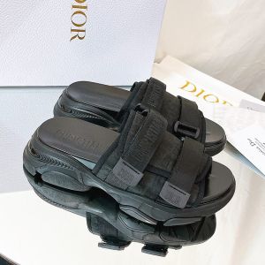 Dior D-Wander Slides Women Oblique Technical Fabric Black