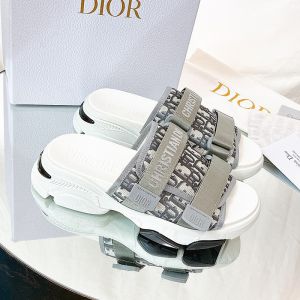 Dior D-Wander Slides Women Oblique Technical Fabric Grey