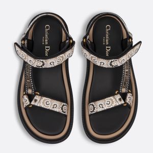 Dior D-Wave Sandals Women Butterfly Bandana Motif Canvas Beige