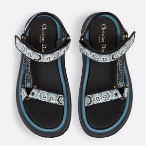 Dior D-Wave Sandals Women Butterfly Bandana Motif Canvas Blue
