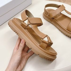 Dior D-Wave Sandals Women Calfskin Brown