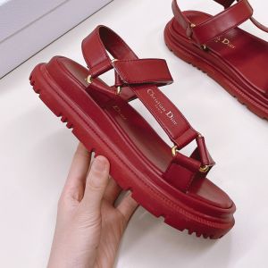 Dior D-Wave Sandals Women Calfskin Red