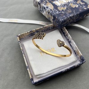 Diorevolution Cuff Bracelet Antique Metal and White Crystals Gold