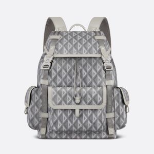 Dior Hit The Road Backpack CD Diamond Motif Canvas Grey
