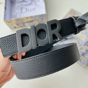 Dior Italic Buckle Reversible Belt Grained Calfskin Black