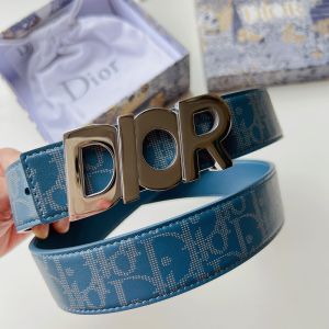 Dior Italic Buckle Reversible Belt Oblique Galaxy Leather Blue