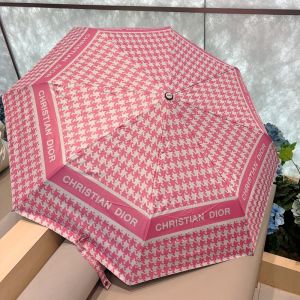 Dior Mini Unbrella Micro Houndstooth Motif Polyester Pink