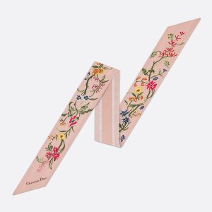 Dior Mitzah Twill Petites Fleurs Motif Silk Pink