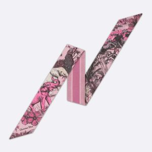 Dior Mitzah Twill Toile de Jouy Voyage Motif Silk Pink