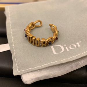 Dior Open Chain Ring with Multicolor Crystals Gold