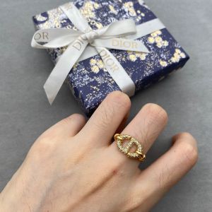 Dior Open Chain Clair D Lune Ring Metal and Silver Crystals Gold